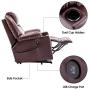 Mcombo Electric Power Lift Recliner Chair Sofa with Massage and Heat for Elderly, 3 Positions, 2 Side Pockets and Cup Holders, USB Ports, Faux Leather 7040 (Medium, Dark Brown)