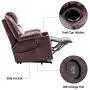 Mcombo Electric Power Lift Recliner Chair Sofa with Massage and Heat for Elderly, 3 Positions, 2 Side Pockets and Cup Holders, USB Ports, Faux Leather 7040 (Medium, Dark Brown)
