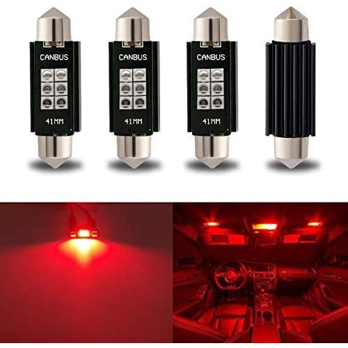 iBrightstar Newest 9-30V Extremely Bright 212-2 578 Festoon Error Free 1.61'' 41mm LED for Interior Map Dome Lights and License Plate Courtesy Lights, Red