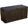 Keter Marvel Plus 71 Gallon Resin Outdoor Storage Box for Patio Furniture Cushion Storage, Brown