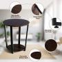 Tangkula Round End Table, 2-Tier Metal Sofa Table with Storage Shelf, Round Side Table with Metal Frame, Industrial Style Accent Furniture for Home Living Room Bedroom (1, Espresso)