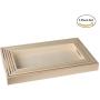 Hammont Wooden Nested Serving Trays - Five Piece Set of Rectangular Shape Wood Trays for Crafts with Cut Out Handles | Kitchen Nesting Trays for Serving Pastries, Snacks, Mini Bars, Chocolate