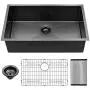 Lordear 32 Inch Black Kitchen Sink Undermount 16 Gauge Stainless Steel Gunmetal Black Single Bowk Kitchen Sink Basin