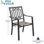 PHI VILLA Metal Patio Outdoor Dining Chairs Set of 2,Bistro Sling Mesh Deck Chairs for Garden Lawn Backyard Support 300LB, Brown…