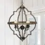 KingSo Pendant Light 4 Light Rustic Metal Chandelier 27.5 Oil Rubbed Bronze Finish Wood Texture Industrial Ceiling Hanging Light Fixture for Indoor Kitchen Island Dining Living Room Farmhouse