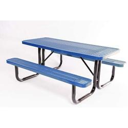 CoatedOutdoorFurniture T6-LBL Heavy Duty Rectangular Portable Picnic Table, 6 Feet, Light Blue, Made in America