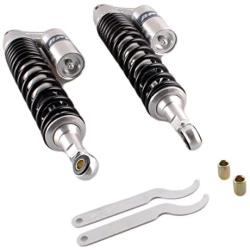 Mallofusa Universal 400mm Pair Motorcycle Air Rear Shock Absorber for Honda Kawasaki Suzuki Yamaha Go Kart Scooters Sport Street Bike Silver Black