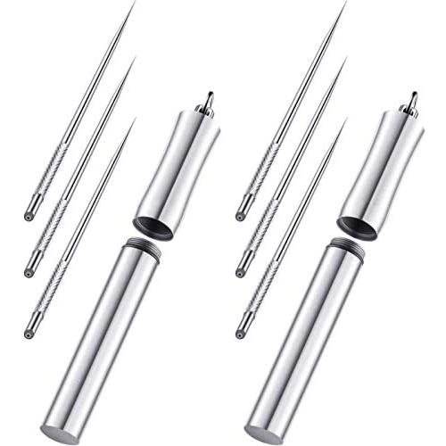 6 Pieces Portable Titanium Toothpicks with 2 Pieces Stainless Steel Waterproof Pocket Toothpick Box Metal Toothpicks Holders for Outdoor Camping Picnic