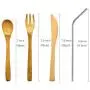 Natural Bamboo To Go Cutlery Set- Washable Reusable Utensils, 7.5 inch bamboo spoon fork knife with Metal Straw, Cleaning Brush Carry Pouch, Eco-Friendly Travel Flatware Kit