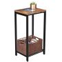 VASAGLE INDESTIC Side Table, End Table, Telephone Table with Mesh Shelf, High and Narrow, Hallway, Living Room, Metal, Easy Assembly, Space Saving, Industrial, Rustic Brown and Black ULET76BX