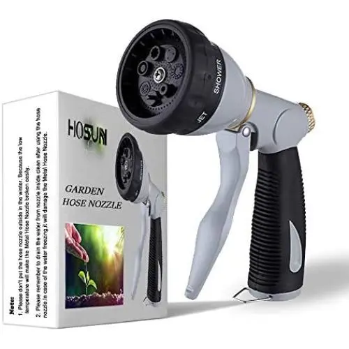 HOSUN Garden Hose Nozzle Water Hose Nozzle High Pressure Heavy Duty Metal Hose Spray Nozzle Hose Sprayer 7 Adjustable Spray Patterns Hand type for Cleaning , Watering garden ,Washing Cars HOSUN Garden Hose Nozzle Water Hose Nozzle High Pressure Heavy Duty Metal Hose Spray Nozzle Hose Sprayer 7 Adjustable Spray Patterns Hand type for Cleaning , Watering garden ,Washing Cars