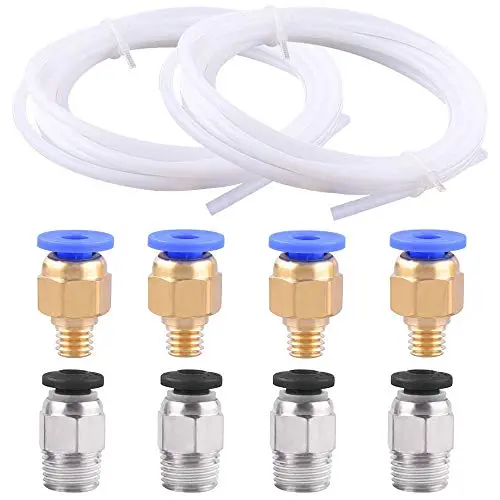 SIQUK 2 Pcs PTFE Teflon Tube (2M) 4 Pcs PC4-M6 Quick Fitting 4 Pcs PC4-M10 Straight Pneumatic Fitting Push to Connect for 3D Printer 1.75mm Filament SIQUK 2 Pcs PTFE Teflon Tube (2M) 4 Pcs PC4-M6 Quick Fitting 4 Pcs PC4-M10 Straight Pneumatic Fitting Push to Connect for 3D Printer 1.75mm Filament