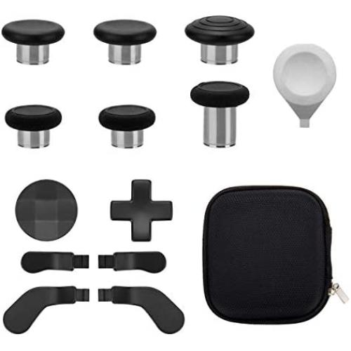 13 in 1 Metal Thumbsticks for Xbox One Elite Series 2, Xbox One Elite 2 Controller Parts, Gaming Accessory Replacement Parts, Metal Mod 6 Swap Joysticks, 4 Paddles, 2 D-Pads, 1 Adjustment Tool(Black)