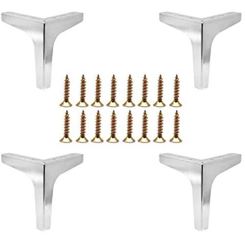 Pack of 4 Furniture Legs, 6 inch/ 15cm Height Sofa Legs Metal Chrome Polished Triangle Furniture Feet with Screws for Table Cabinet Cupboard Couch Bookcase Chair Ottoman DIY Replacement Parts Pack of 4 Furniture Legs, 6 inch/ 15cm Height Sofa Legs Metal Chrome Polished Triangle Furniture Feet with Screws for Table Cabinet Cupboard Couch Bookcase Chair Ottoman DIY Replacement Parts