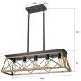 XIPUDA 5-Light Linear Pendant Light Fixture Kitchen Island Lighting Antique Industrial Metal Farmhouse Chandeliers (Walnut)