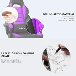 BOSSIN Racing Style Gaming Chair Office Computer Desk Chair with Footrest and Headrest, Ergonomic Design, Large Size High-Back E-Sports Chair, PU Leather Swivel Chair Sillas Gaming (Purple)