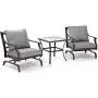 Grand patio 3 PCS Outdoor Patio Furniture Set Metal K/D Chat Set Swing Rocking Patio Chair Wrought Iron Chair Set with Gray Water Resistant Cushions for Garden Lawn & Poolside Grand patio 3 PCS Outdoor Patio Furniture Set Metal K/D Chat Set Swing Rocking Patio Chair Wrought Iron Chair Set with Gray Water Resistant Cushions for Garden Lawn & Poolside