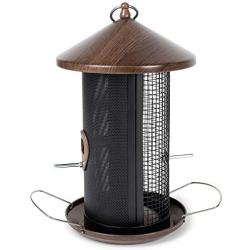 Cottage Garden Hanging 12 inch Cherry Woodgrain Finish Heavy Duty Mesh Metal 3 Lb. Bird Feeder