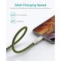 Xcentz iPhone Charger 3ft, MFi Certified Lightning Cable iPhone Charger Cable Metal Connector, Durable Braided Nylon High-Speed Charging Cord for iPhone 11/X/XS Max/XR/8 Plus/7/6/5, iPad, Green