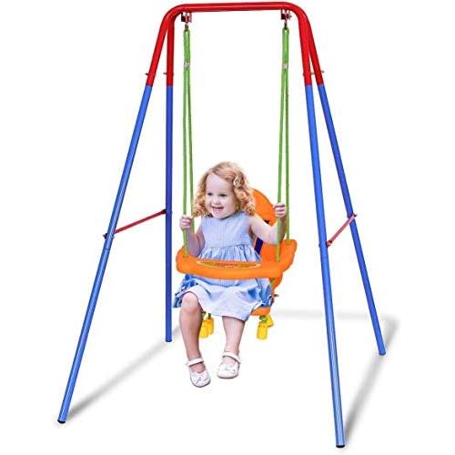 Toddler Swing Playset - A-Frame Metal Swing Play Set Toys,Indoor and Outdoor Playground Swing Seat, Safety Swing Chair for Kids Boys Girls (from US, Multicolour)