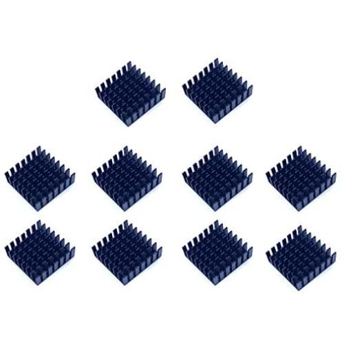 Easycargo 28mm Heatsink Kit + pre Applied 3M 8810 Thermal Conductive Adhesive Tape, Cooler Heat Sink Set for Cooling GPU IC Chips VRAM VGA RAM (10pcs 28x28x11mm Black)