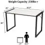 KINGSO Computer Desk 47'' Study Writing Desk for Home Office, Modern Simple Design PC Laptop Desk, Wood Notebook Writing Table, Metal Frame Study Desk (White)