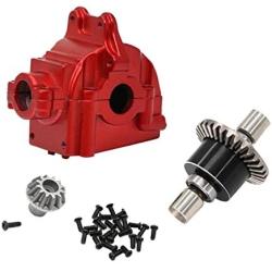 F Fityle 1:14 Upgrade Metal Gear Box Shell and Differential RC Car Part for Wltoys144001 Buggy Accessories - Red