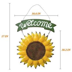 D-Fokes Handcrafts Vintage Metal Sunflower Welcome Sign Front Door Decor Hanging Outdoor Wreath Decorative Door Porch Bar Cafe Shop Store