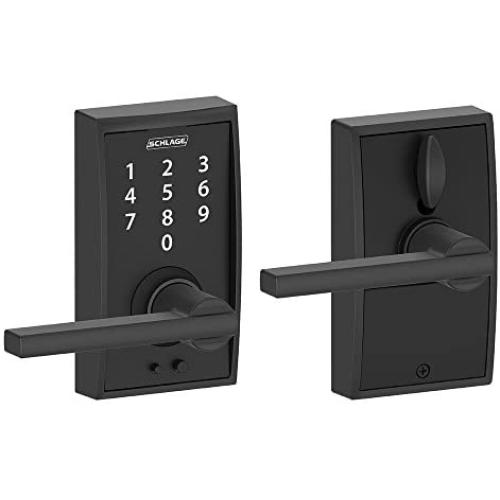 Schlage Touch Century Lock With Latitude Lever (Matte Black) FE695 CEN 622 LAT