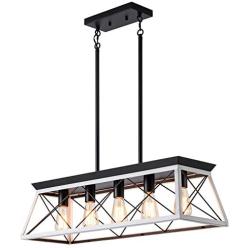 XIPUDA 5-Light Linear Pendant Light Fixture Kitchen Island Lighting Industrial Metal Farmhouse Chandeliers for Dinning Room Living Room