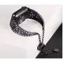 Secbolt Bling Metal Bands Compatible with Apple Watch Band 38mm 40mm iwatch SE Series 6/5/4/3/2/1, Dressy Jewelry Diamond Cuff Bracelet Bangle Wristband Women, Black