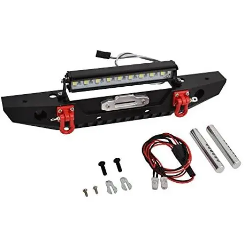 RCAIDONG 1/10 Rc Car Metal Alloy Front Bumper & LED Light for Traxxas TRX-4 TRX4 Axial Scx10 Scx10 iii RCAIDONG 1/10 Rc Car Metal Alloy Front Bumper & LED Light for Traxxas TRX-4 TRX4 Axial Scx10 Scx10 iii