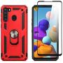 SWP for Samsung Galaxy A21 Case(US Version),Dual Layer Shock-Absorption Armor Cover,Full-Body Protective Case with Metal Ring Holder Kickstand for A21 (red)