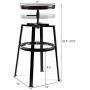 COSTWAY Counter Height Bar Stools, Set of 2, Swivel Adjustable, Round Top Pub Bistro Kitchen Dining Side Chair Metal Barstools with Footrest