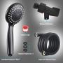 Luxsego High Pressure Handheld Shower Head 5-Setting Powerful Shower Spray against Low Pressure Water Supply Pipeline with Hose with 59 PVC Shower Hose, Adjustable Solid Brass Bracket, Matte Black