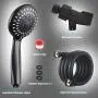 Luxsego High Pressure Handheld Shower Head 5-Setting Powerful Shower Spray against Low Pressure Water Supply Pipeline with Hose with 59 PVC Shower Hose, Adjustable Solid Brass Bracket, Matte Black Luxsego High Pressure Handheld Shower Head 5-Setting Powerful Shower Spray against Low Pressure Water Supply Pipeline with Hose with 59 PVC Shower Hose, Adjustable Solid Brass Bracket, Matte Black