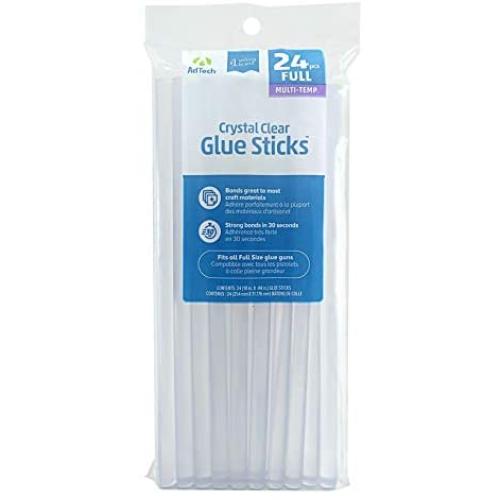 Adtech Crystal Clear Hot Glue Gun Sticks (220-11ZIP24) – Full Size Hot Glue Sticks. All-purpose glue sticks for crafting, scrapbooking & more. 10” long .44” Diameter. 24 Sticks., Clear