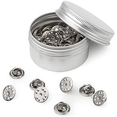 50PCS Metal Locking Pin Backs, Pin Keepers Locking Clasp, Badge Insignia Pin Backs Replacement (Silver)