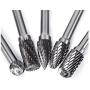 Tonsiki 5 Pieces 10mm Head Tungsten Carbide Rotary Burr Carving Bit Set with 1/4 Inch(6mm) Shank for DIY Woodworking, Carving, Engraving, Drilling