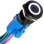 ESUPPORT 22mm 12V 5A Car White LED Light Angel Eye Metal Push Button Switch ON OFF Socket Plug Latching Black Shell