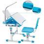 Mecor Kids Desk, Height Adjustable Children Study Table and Chair Set, Childs Desk w/Lamp School Student Writing Desk w/Pull Out Drawer Storage,Pencil Case,Bookstand Blue
