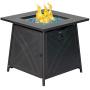 BALI OUTDOORS Gas Fire Pit Table, 28 inch 50,000 BTU Square Outdoor Propane Fire Pit Table with Lid and Blue Fire Glass