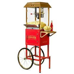 Nostalgia Vintage 10-Ounce Professional Popcorn and Concession Cart | 59'' Tall, Makes 40 Cups of Popcorn, Kernel Measuring Cup, Oil Measuring Spoon & Scoop | Red (CCP1000RED)