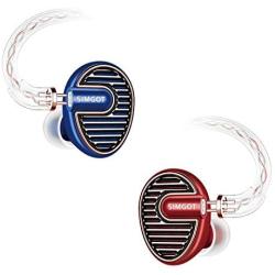 SIMGOT EN700 PRO High Fidelity in-Ear Monitor Headphones with Detachable Cable, Sound Stereo IEM Earphones with Dynamic Balanced Driver, Hifi Earbuds Noise-Isolating Musician Headphones (Red/Blue)