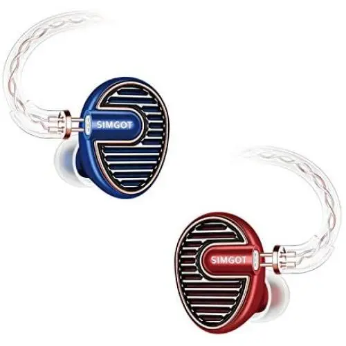 SIMGOT EN700 PRO High Fidelity in-Ear Monitor Headphones with Detachable Cable, Sound Stereo IEM Earphones with Dynamic Balanced Driver, Hifi Earbuds Noise-Isolating Musician Headphones (Red/Blue)
