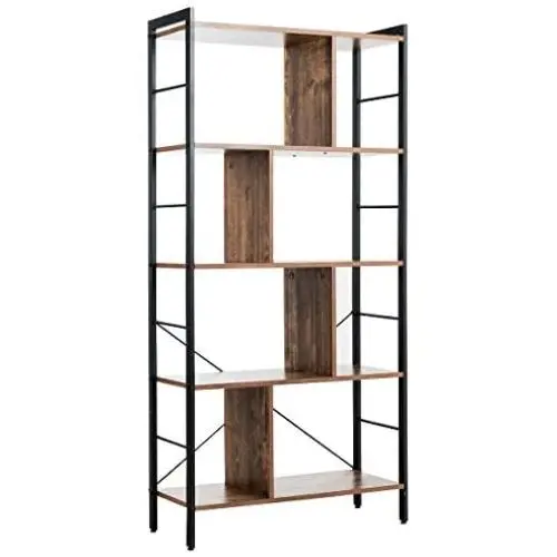 Giantex 4-Tier Bookshelf, Industrial Style Bookcase with Metal Frame, Free Standing Storage Display Shelves, Home Office Study Storage Rack Shelves with Dividers, Wood Shelving Unit (Rustic Brown) Giantex 4-Tier Bookshelf, Industrial Style Bookcase with Metal Frame, Free Standing Storage Display Shelves, Home Office Study Storage Rack Shelves with Dividers, Wood Shelving Unit (Rustic Brown)
