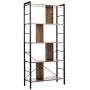 Giantex 4-Tier Bookshelf, Industrial Style Bookcase with Metal Frame, Free Standing Storage Display Shelves, Home Office Study Storage Rack Shelves with Dividers, Wood Shelving Unit (Rustic Brown)