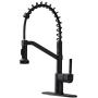 OWOFAN Kitchen Faucets with Pull Down Sprayer Solid Brass Matte Black Industrial Single Handle One Hole Or 3 Hole Faucet for Farmhouse Camper Laundry Utility Rv Wet Bar Sinks