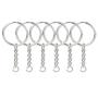 WOIWO 50 Pieces 25mm Split Key Ring with Chain, Silver Color Metal Split Keychain Ring Parts