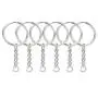 WOIWO 50 Pieces 25mm Split Key Ring with Chain, Silver Color Metal Split Keychain Ring Parts